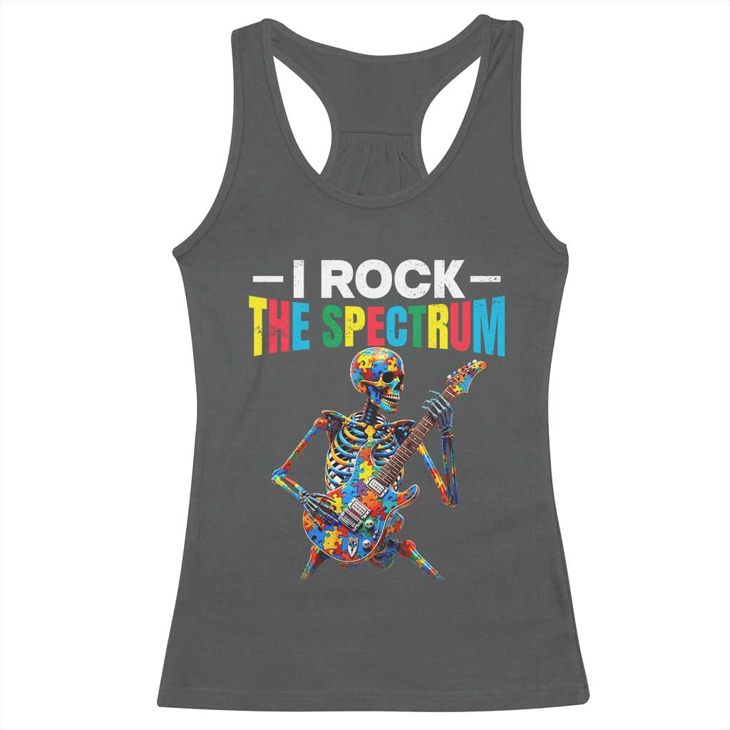 Autism Skeleton Rocker Racerback Tank Top I Rock The Spectrum Autism Awareness