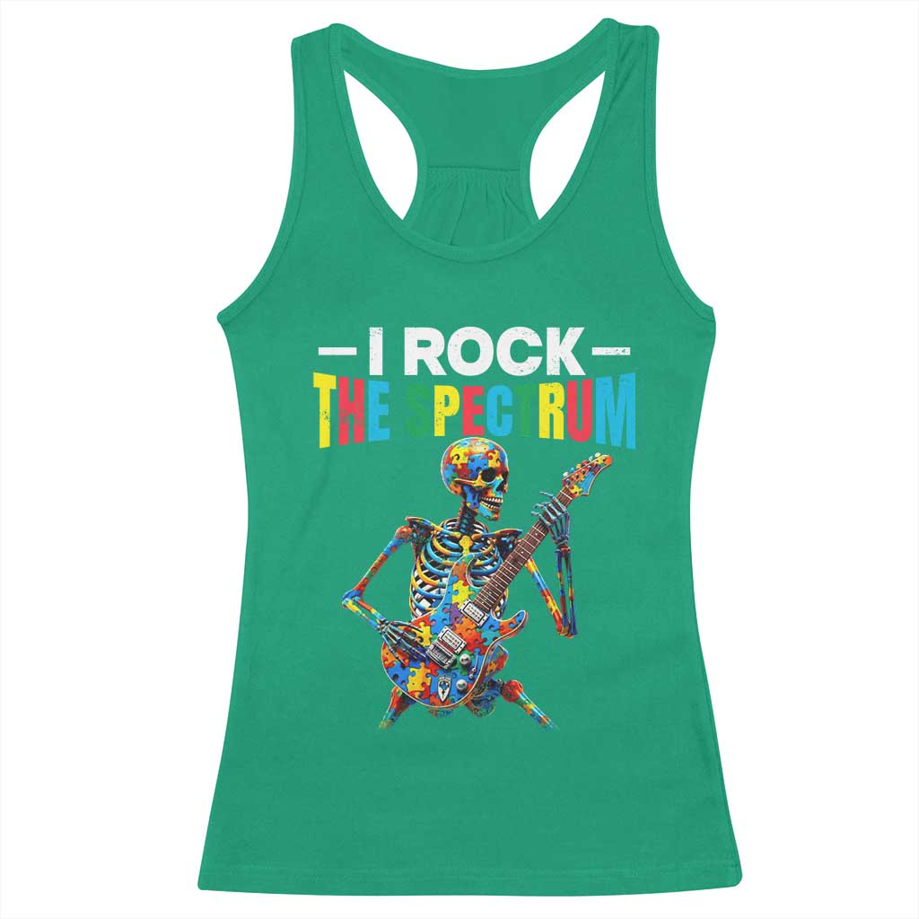 Autism Skeleton Rocker Racerback Tank Top I Rock The Spectrum Autism Awareness