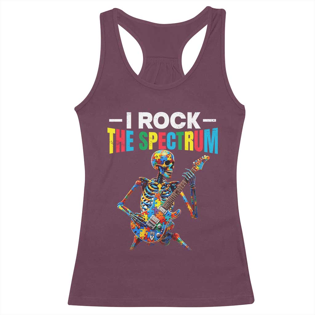Autism Skeleton Rocker Racerback Tank Top I Rock The Spectrum Autism Awareness