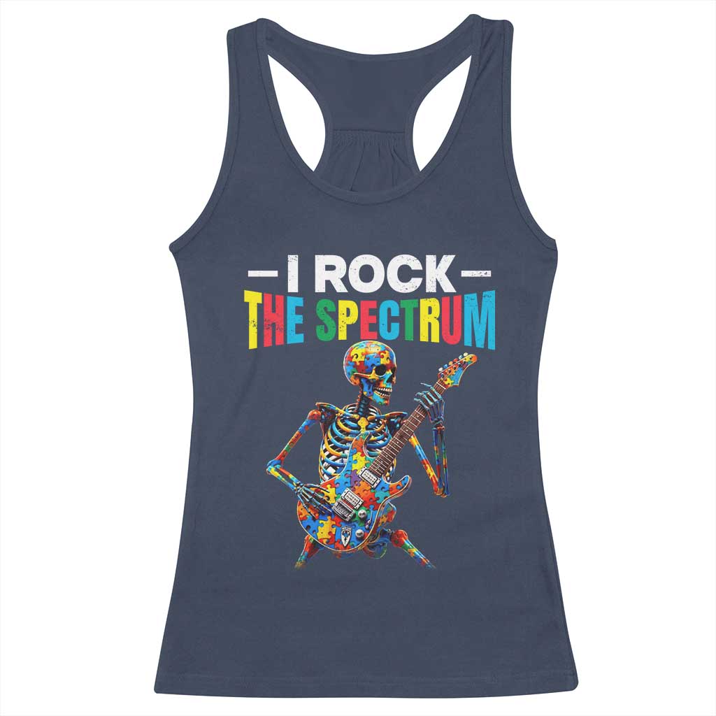 Autism Skeleton Rocker Racerback Tank Top I Rock The Spectrum Autism Awareness