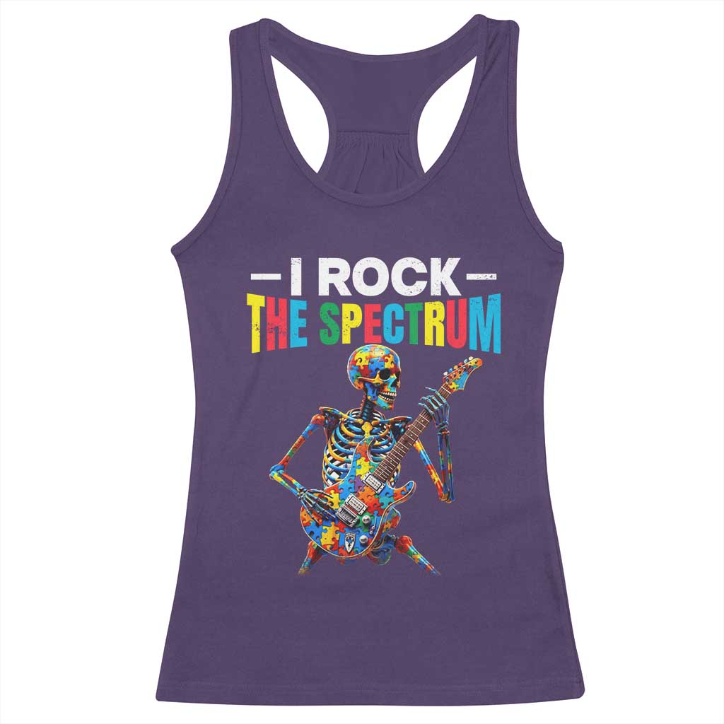 Autism Skeleton Rocker Racerback Tank Top I Rock The Spectrum Autism Awareness