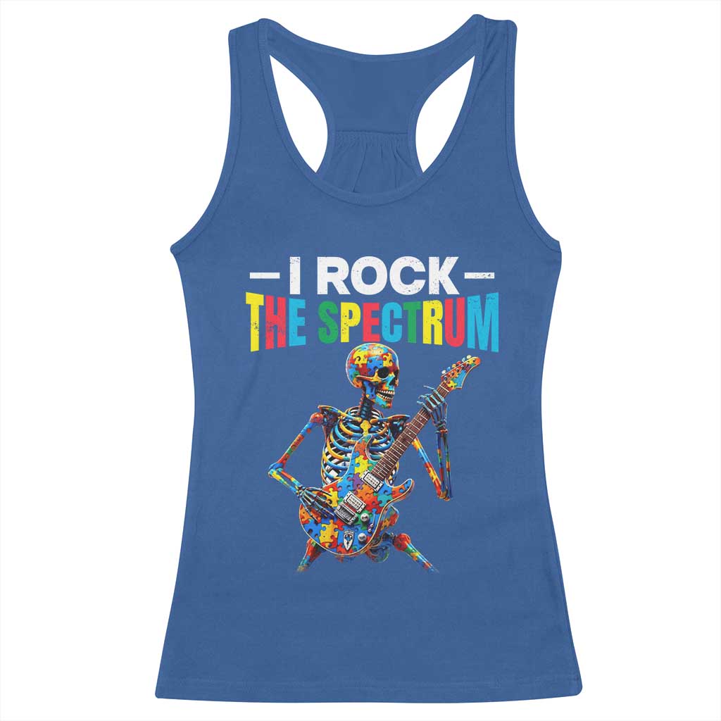 Autism Skeleton Rocker Racerback Tank Top I Rock The Spectrum Autism Awareness