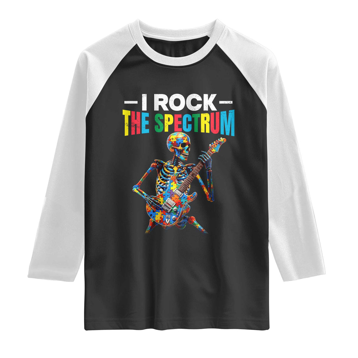 Autism Skeleton Rocker Raglan Shirt I Rock The Spectrum Autism Awareness