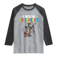 Autism Skeleton Rocker Raglan Shirt I Rock The Spectrum Autism Awareness