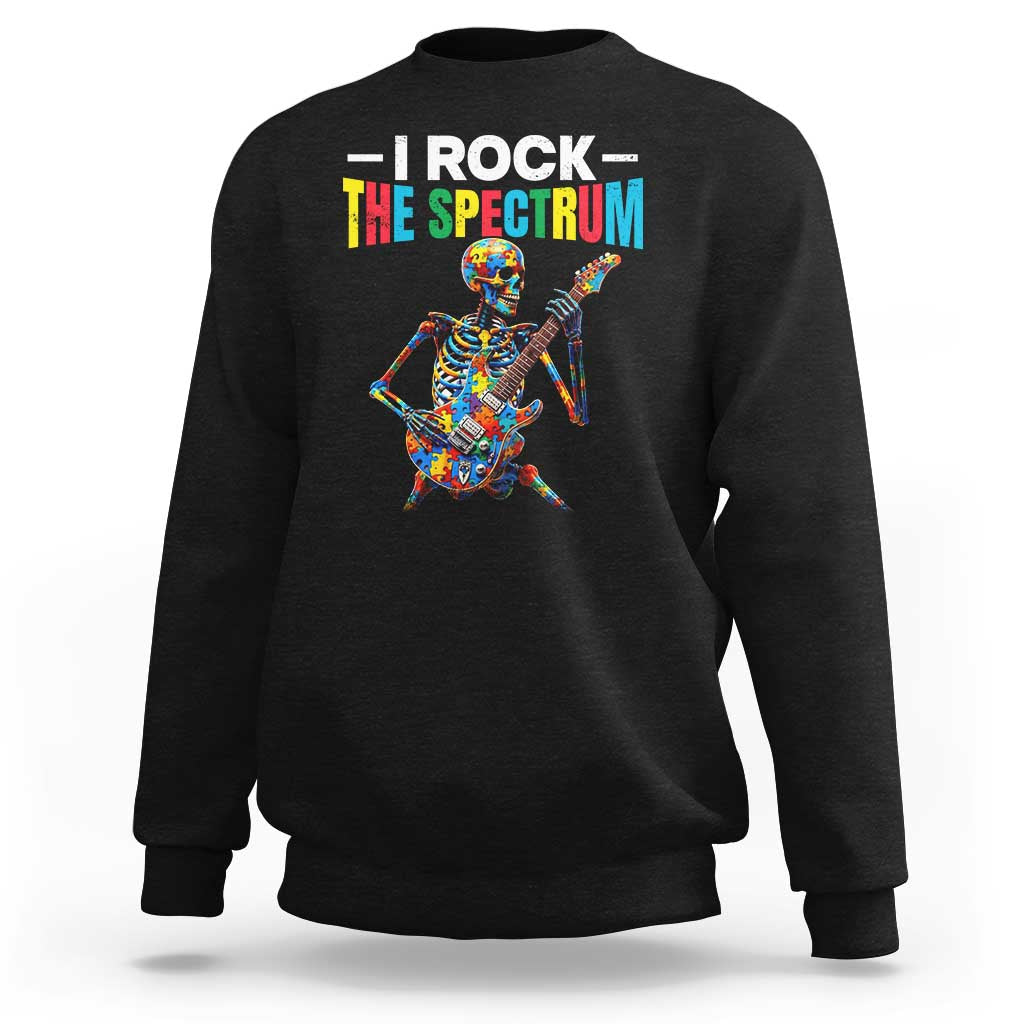 Autism Skeleton Rocker Sweatshirt I Rock The Spectrum Autism Awareness