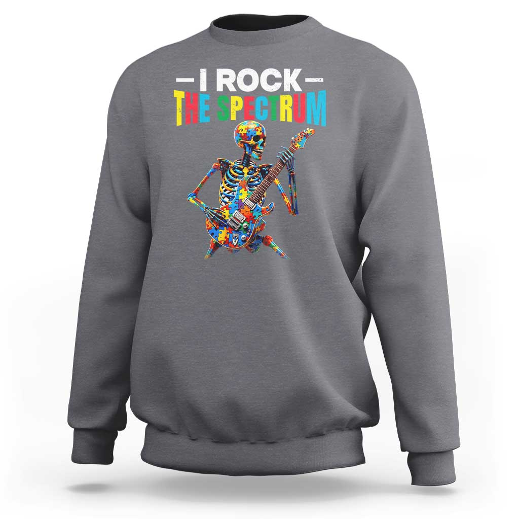Autism Skeleton Rocker Sweatshirt I Rock The Spectrum Autism Awareness