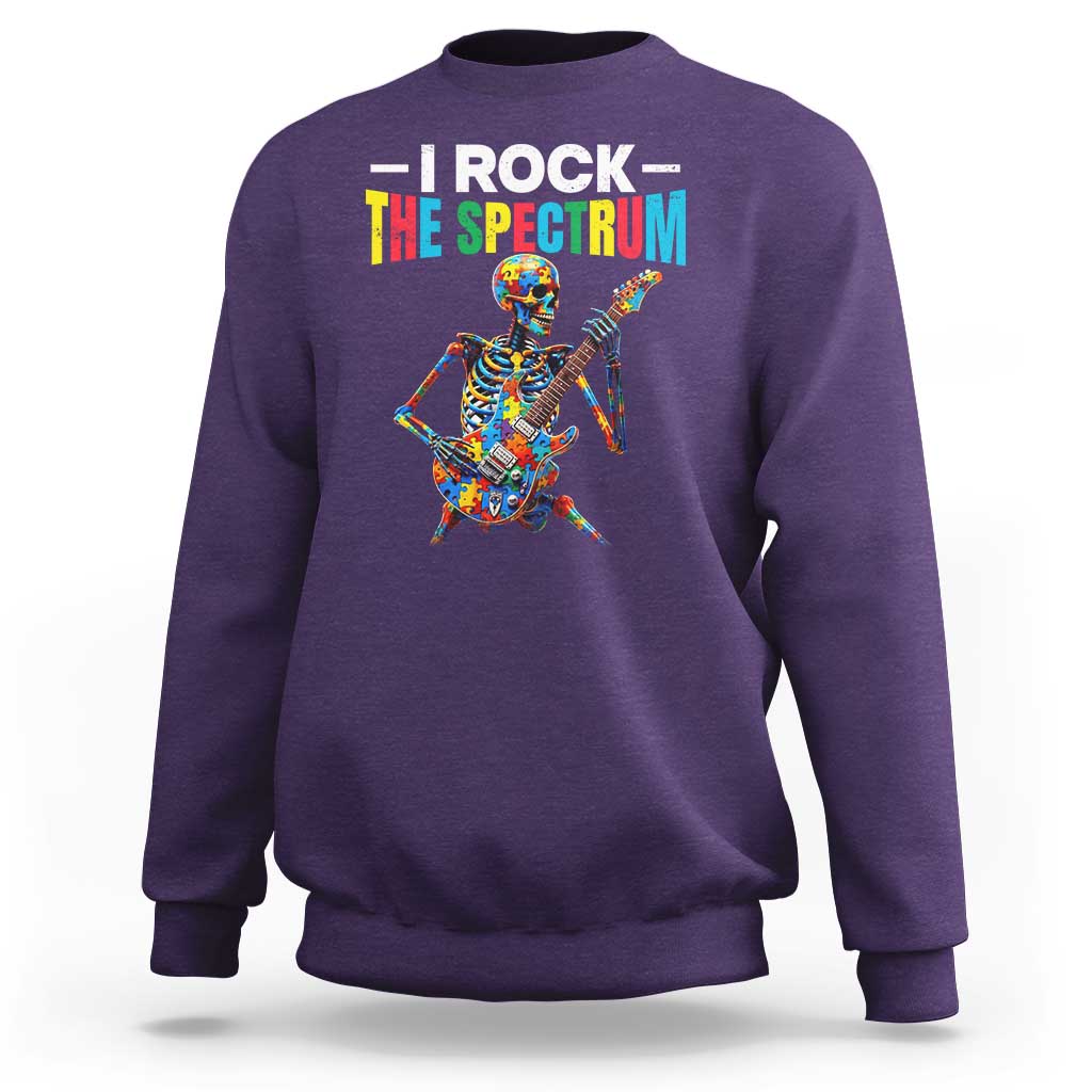 Autism Skeleton Rocker Sweatshirt I Rock The Spectrum Autism Awareness