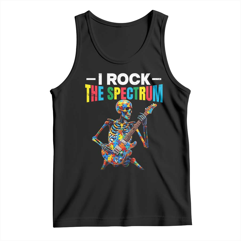 Autism Skeleton Rocker Tank Top I Rock The Spectrum Autism Awareness