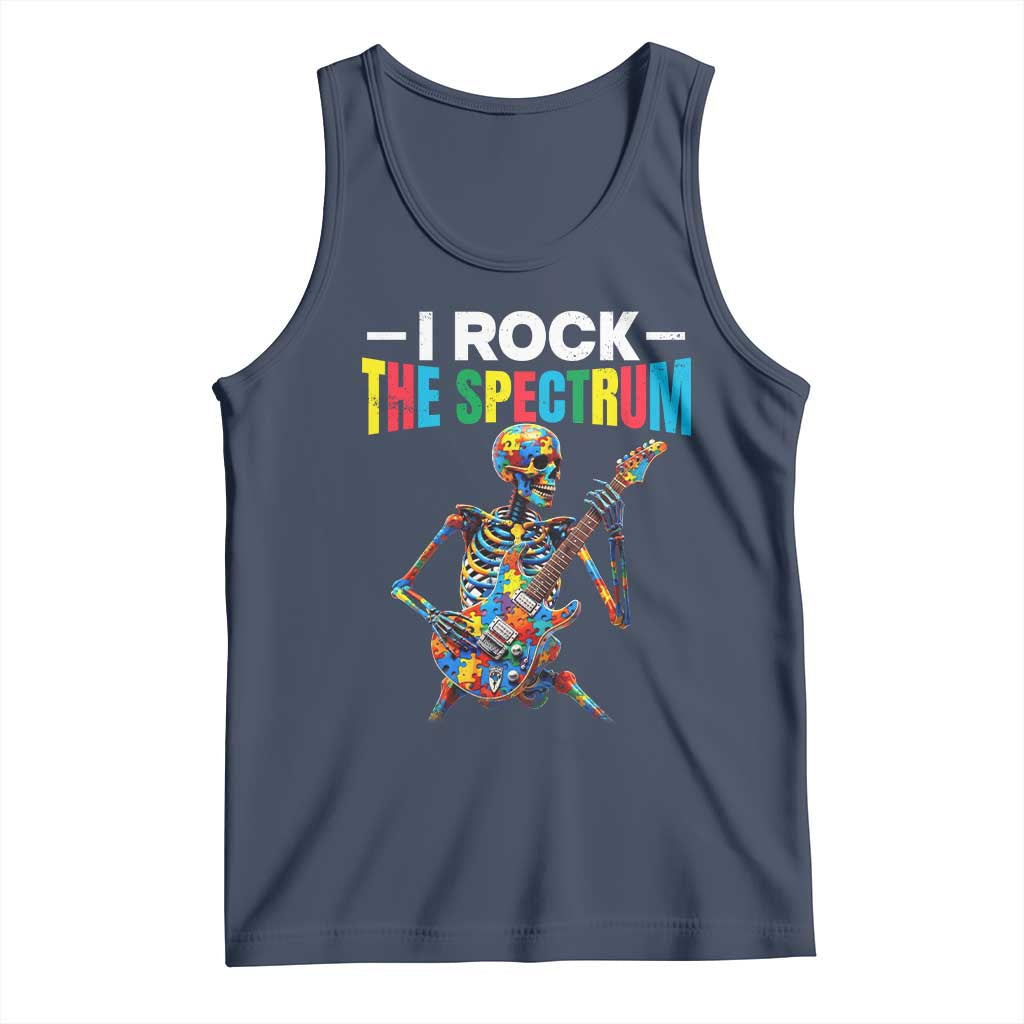 Autism Skeleton Rocker Tank Top I Rock The Spectrum Autism Awareness
