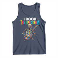 Autism Skeleton Rocker Tank Top I Rock The Spectrum Autism Awareness