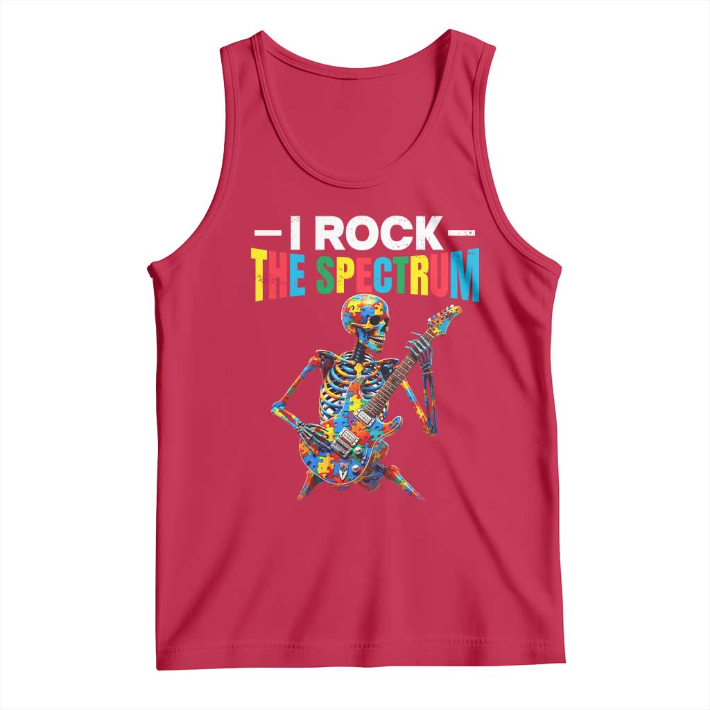 Autism Skeleton Rocker Tank Top I Rock The Spectrum Autism Awareness