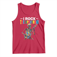 Autism Skeleton Rocker Tank Top I Rock The Spectrum Autism Awareness