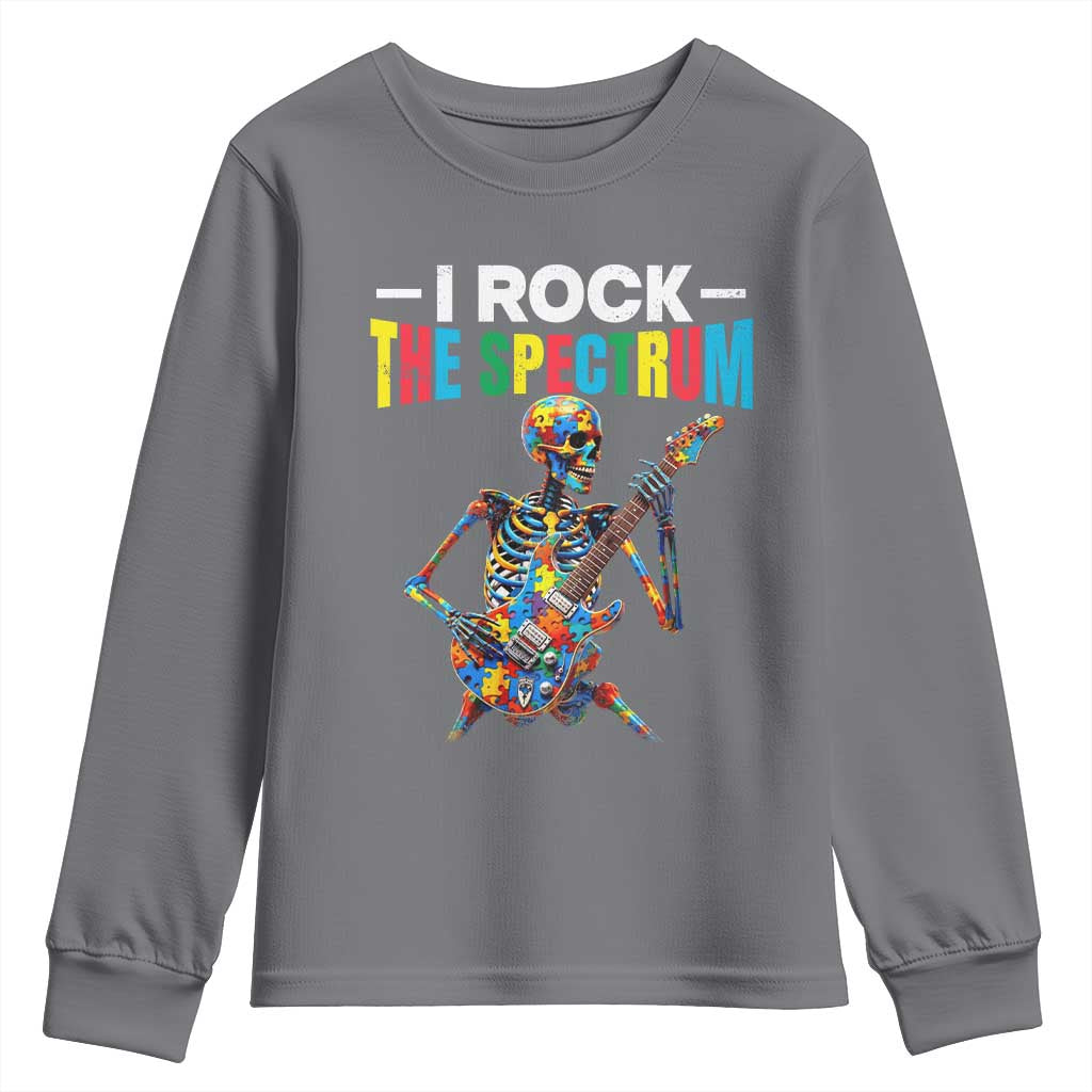 Autism Skeleton Rocker Youth Sweatshirt I Rock The Spectrum Autism Awareness