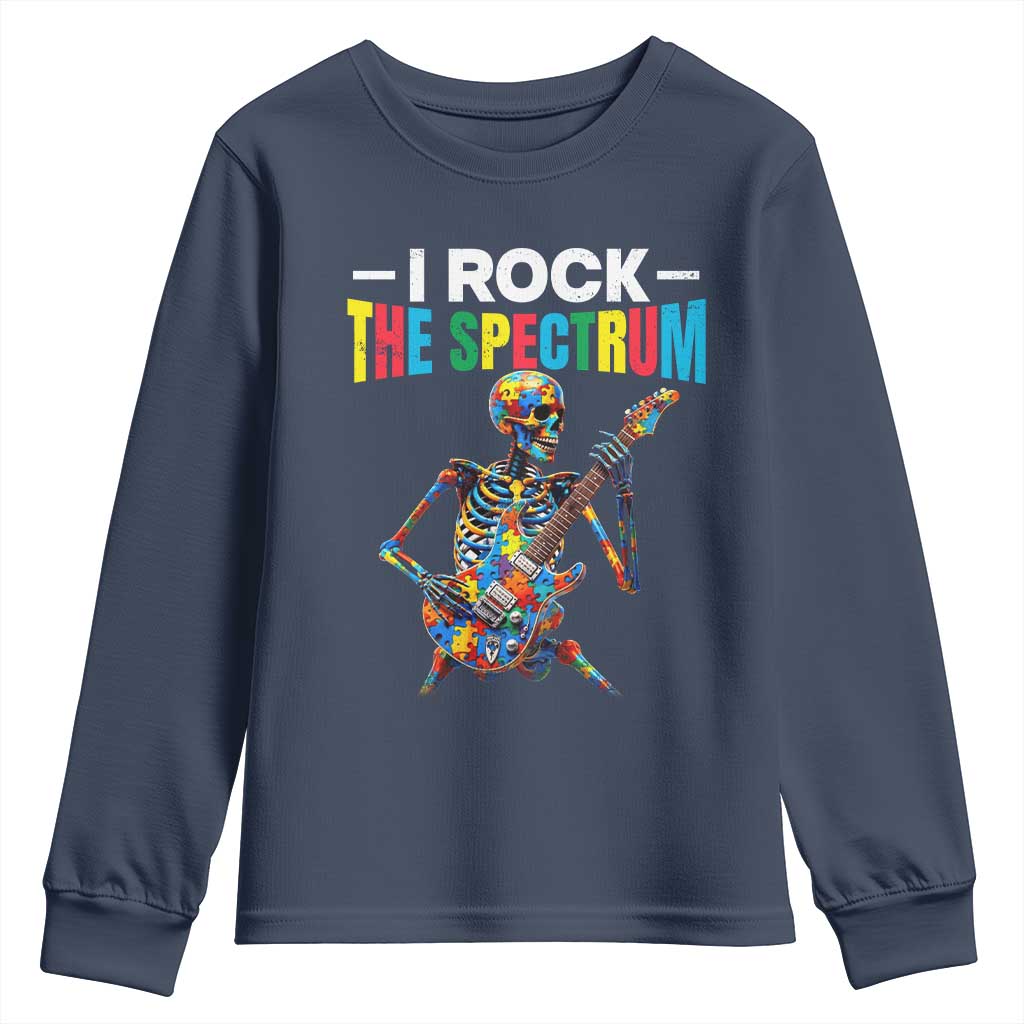 Autism Skeleton Rocker Youth Sweatshirt I Rock The Spectrum Autism Awareness