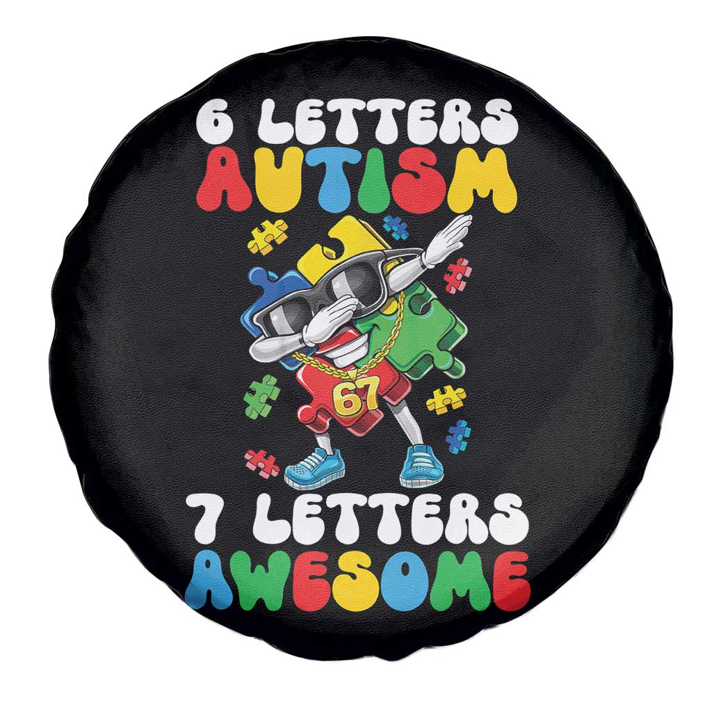Funny 67 Autism Awareness Spare Tire Cover 6 Letters Autism 7 Letters Awesome Dabbing Puzzle