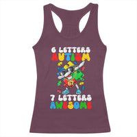 Funny 67 Autism Awareness Racerback Tank Top 6 Letters Autism 7 Letters Awesome Dabbing Puzzle