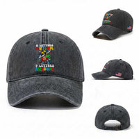 Funny 67 Autism Awareness Washed Cotton Baseball Cap 6 Letters Autism 7 Letters Awesome Dabbing Puzzle