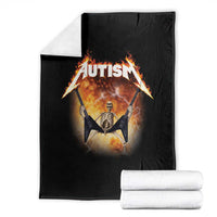 Autism Skeleton Rocker Throw Blanket Hardcore Rock Style Artwork