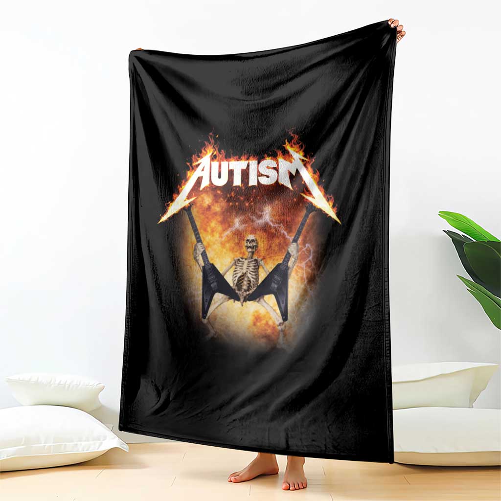 Autism Skeleton Rocker Throw Blanket Hardcore Rock Style Artwork