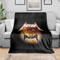 Autism Skeleton Rocker Throw Blanket Hardcore Rock Style Artwork
