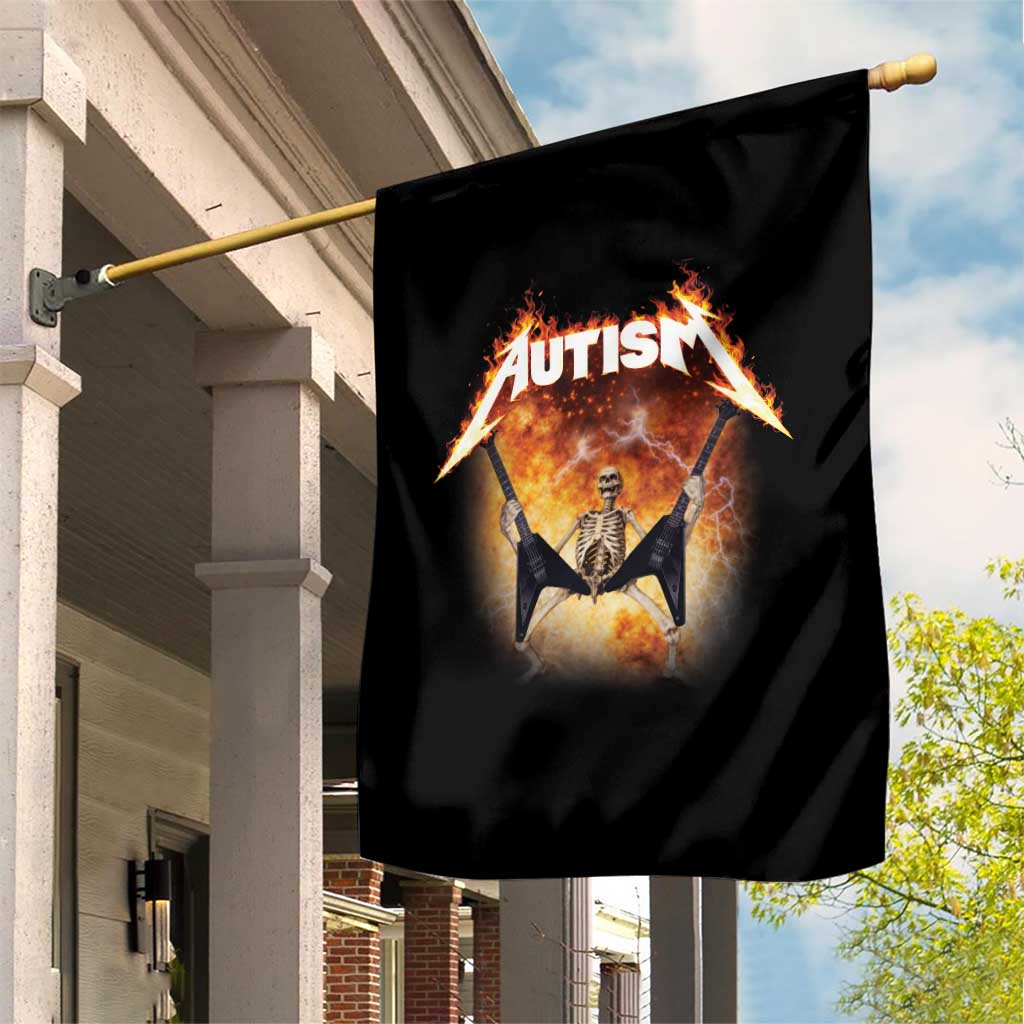 Autism Skeleton Rocker Garden Flag Hardcore Rock Style Artwork