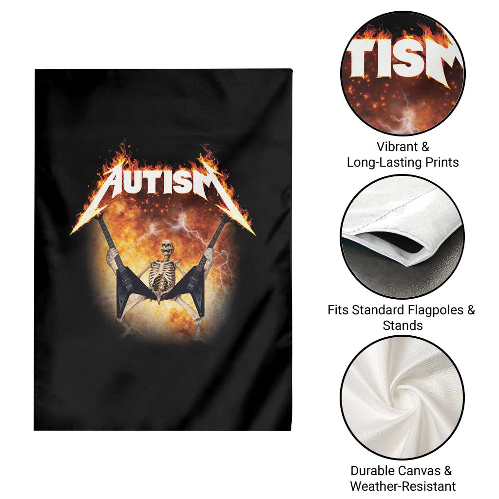 Autism Skeleton Rocker Garden Flag Hardcore Rock Style Artwork