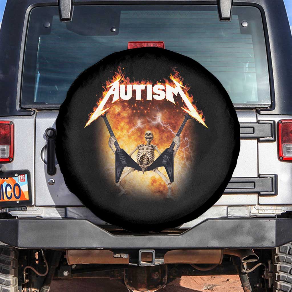 Autism Skeleton Rocker Spare Tire Cover Hardcore Rock Style Artwork