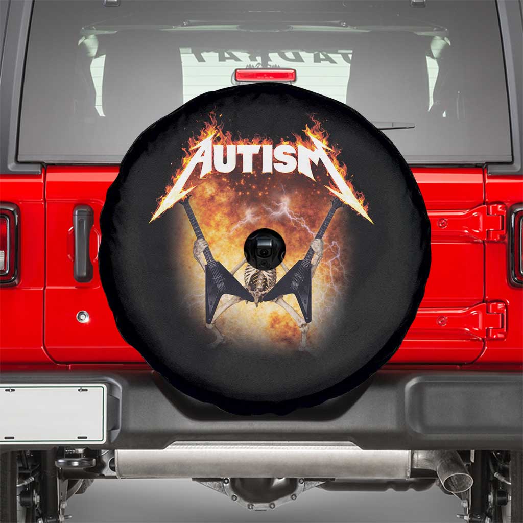 Autism Skeleton Rocker Spare Tire Cover Hardcore Rock Style Artwork