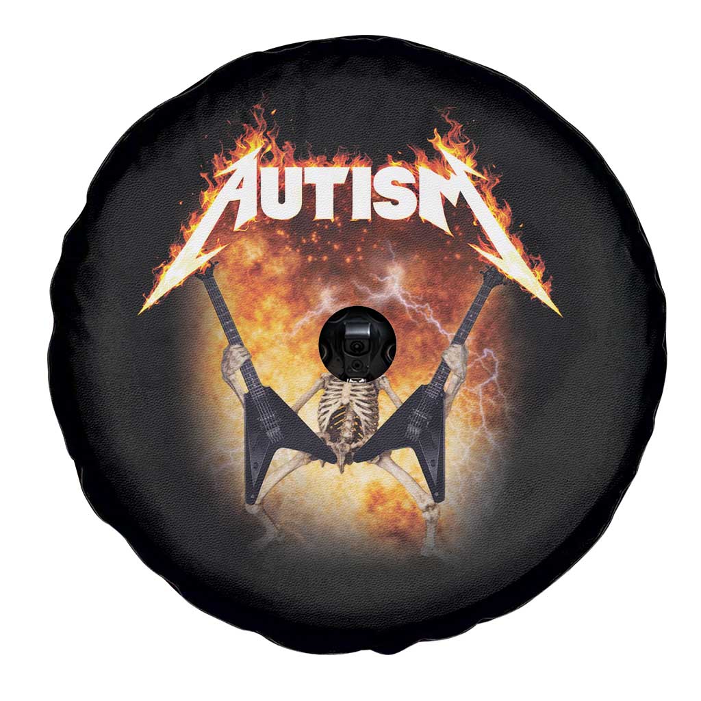 Autism Skeleton Rocker Spare Tire Cover Hardcore Rock Style Artwork