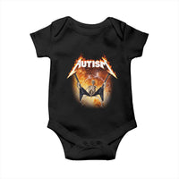 Autism Skeleton Rocker Baby Onesie Hardcore Rock Style Artwork