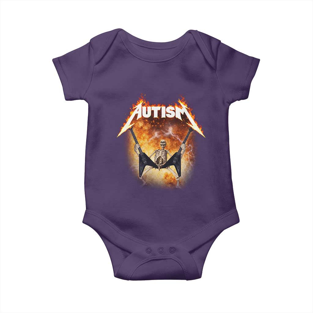 Autism Skeleton Rocker Baby Onesie Hardcore Rock Style Artwork