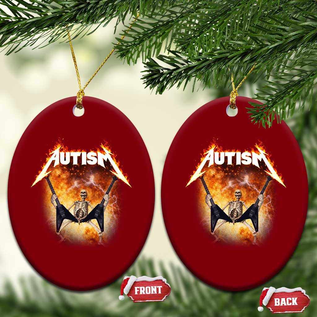 Autism Skeleton Rocker Ceramic Ornament Hardcore Rock Style Artwork