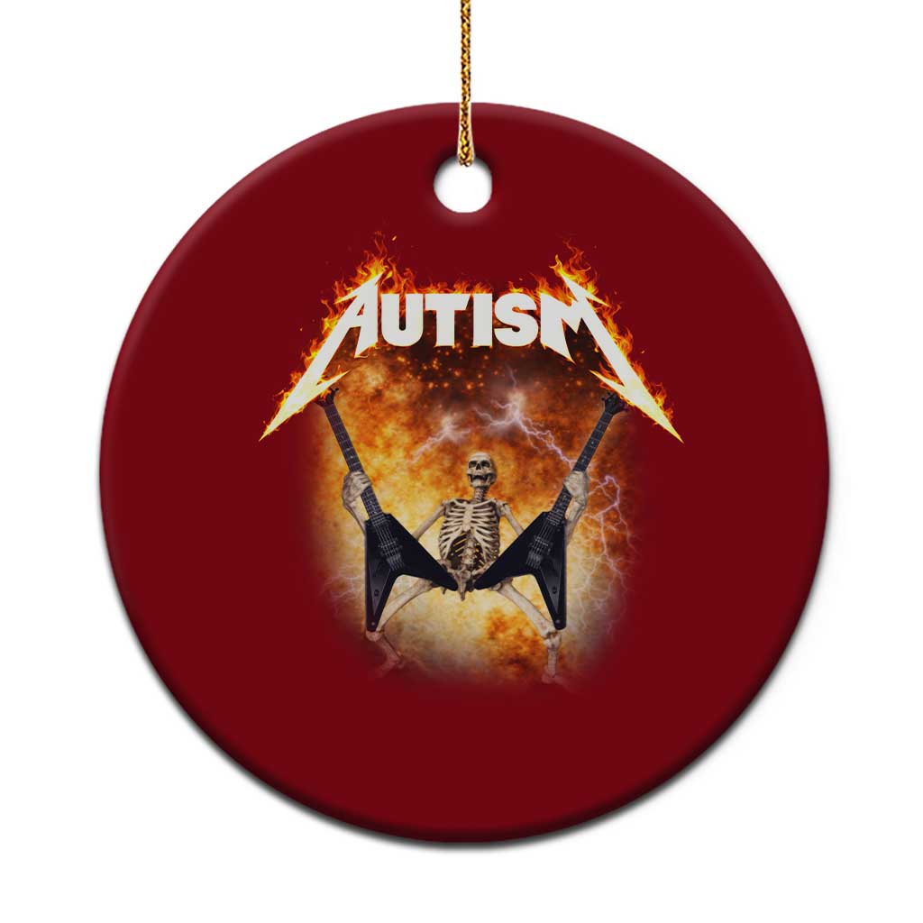 Autism Skeleton Rocker Ceramic Ornament Hardcore Rock Style Artwork