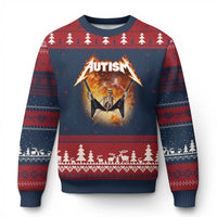 Autism Skeleton Rocker Ugly Christmas Sweater Hardcore Rock Style Artwork