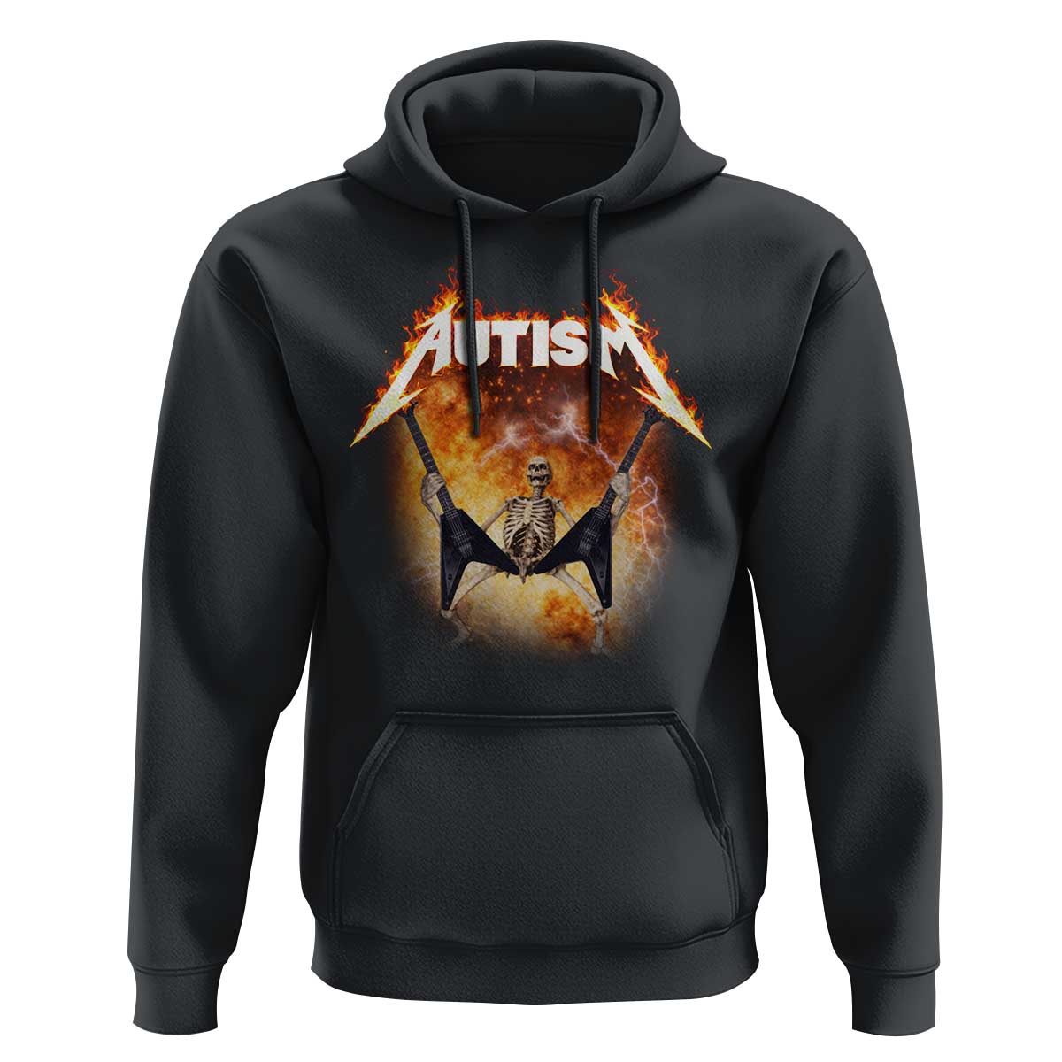 Autism Skeleton Rocker Hoodie Hardcore Rock Style Artwork