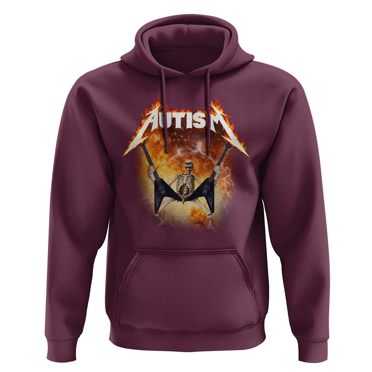 Autism Skeleton Rocker Hoodie Hardcore Rock Style Artwork
