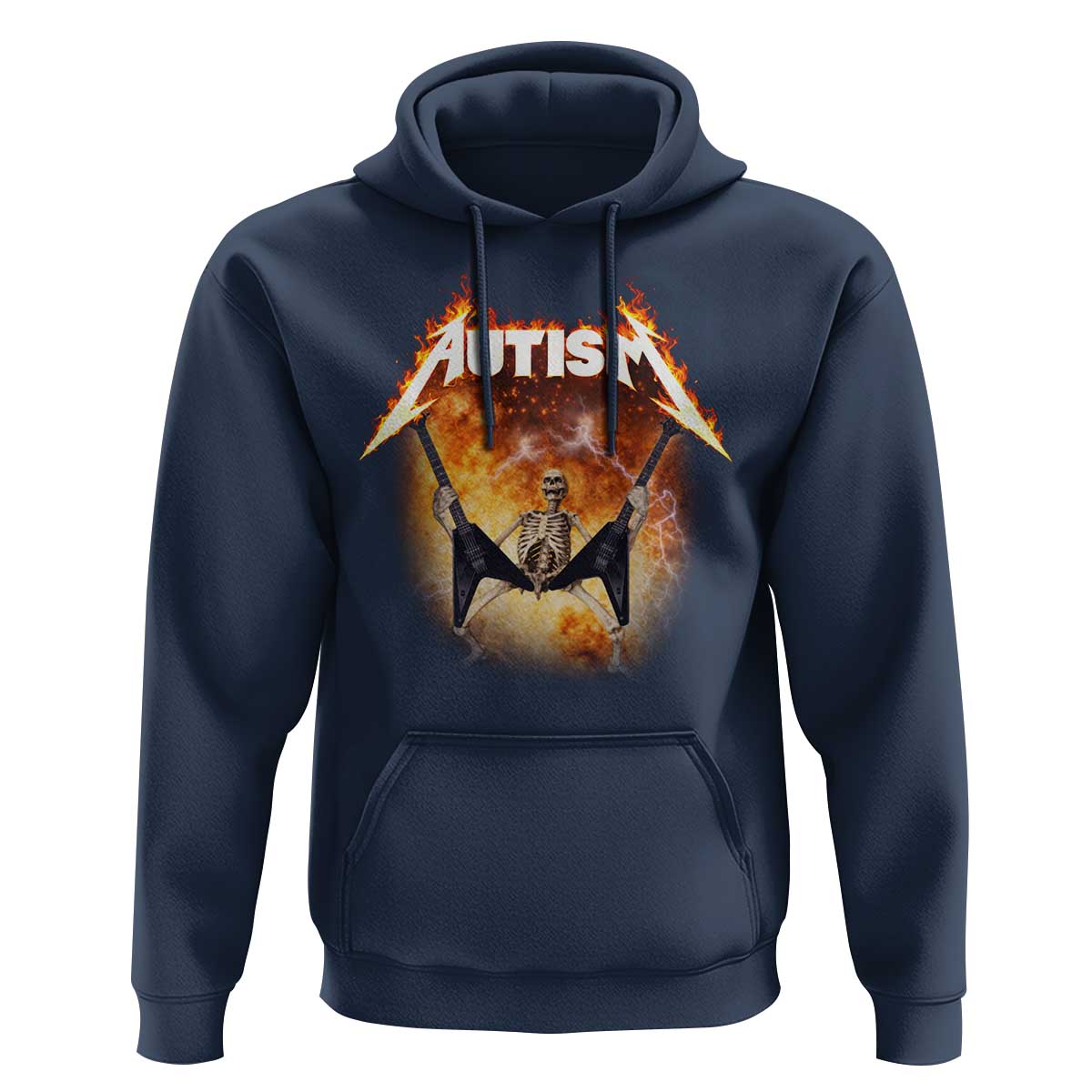Autism Skeleton Rocker Hoodie Hardcore Rock Style Artwork