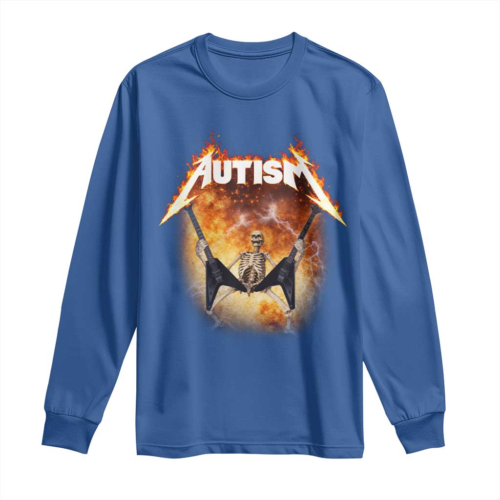 Autism Skeleton Rocker Long Sleeve Shirt Hardcore Rock Style Artwork