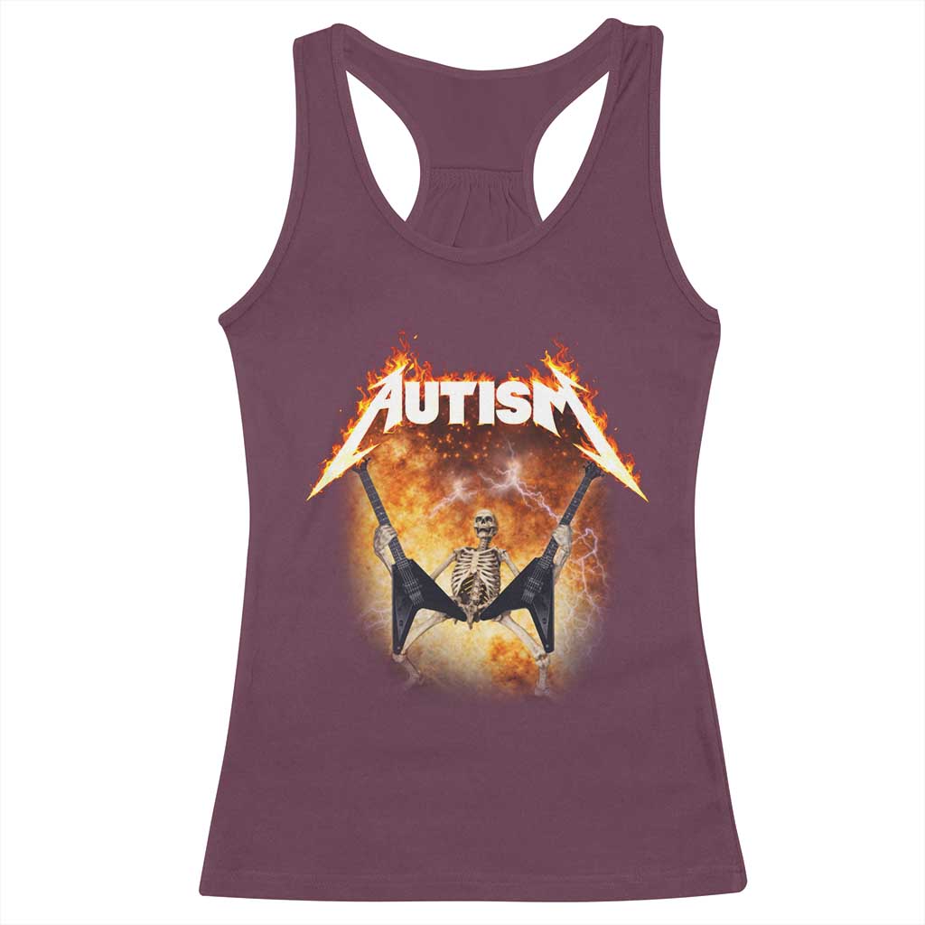 Autism Skeleton Rocker Racerback Tank Top Hardcore Rock Style Artwork