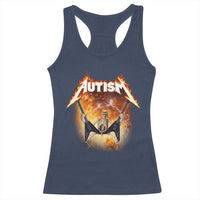 Autism Skeleton Rocker Racerback Tank Top Hardcore Rock Style Artwork