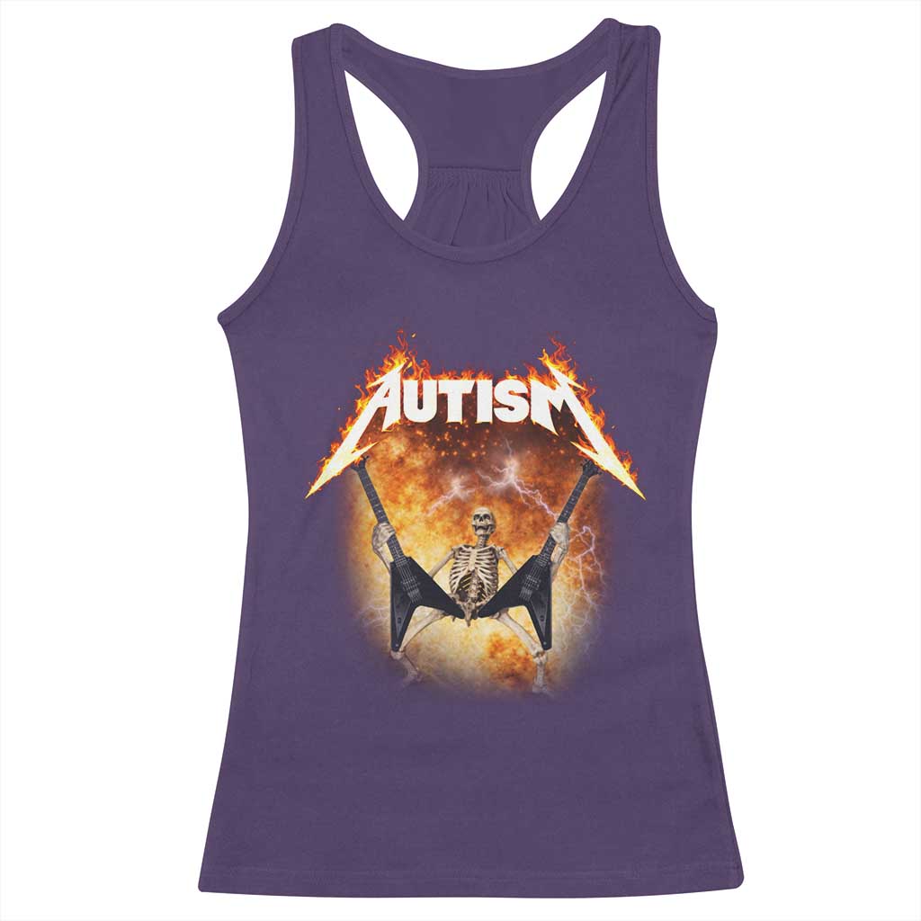 Autism Skeleton Rocker Racerback Tank Top Hardcore Rock Style Artwork