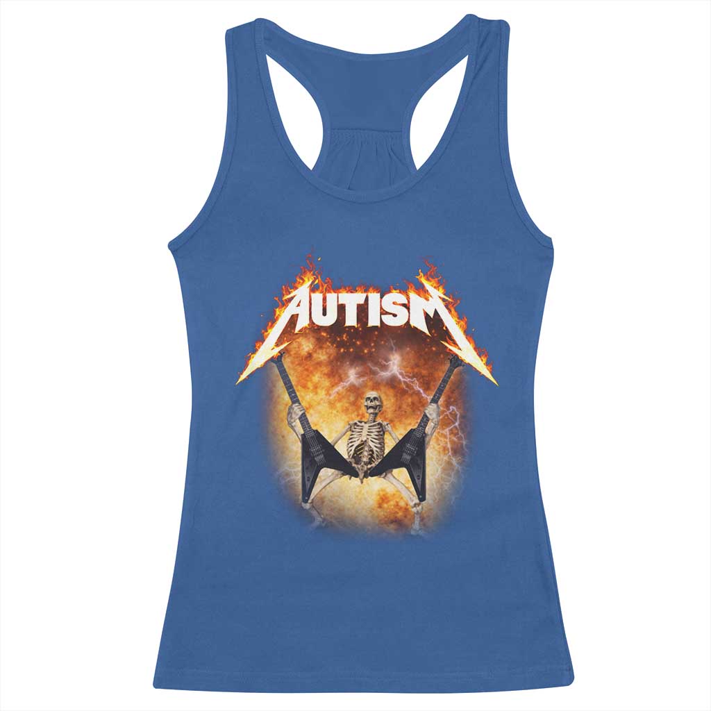 Autism Skeleton Rocker Racerback Tank Top Hardcore Rock Style Artwork