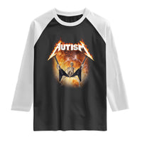Autism Skeleton Rocker Raglan Shirt Hardcore Rock Style Artwork