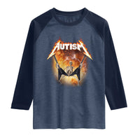 Autism Skeleton Rocker Raglan Shirt Hardcore Rock Style Artwork