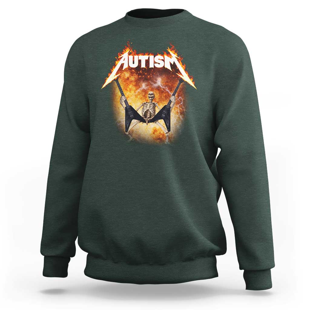 Autism Skeleton Rocker Sweatshirt Hardcore Rock Style Artwork