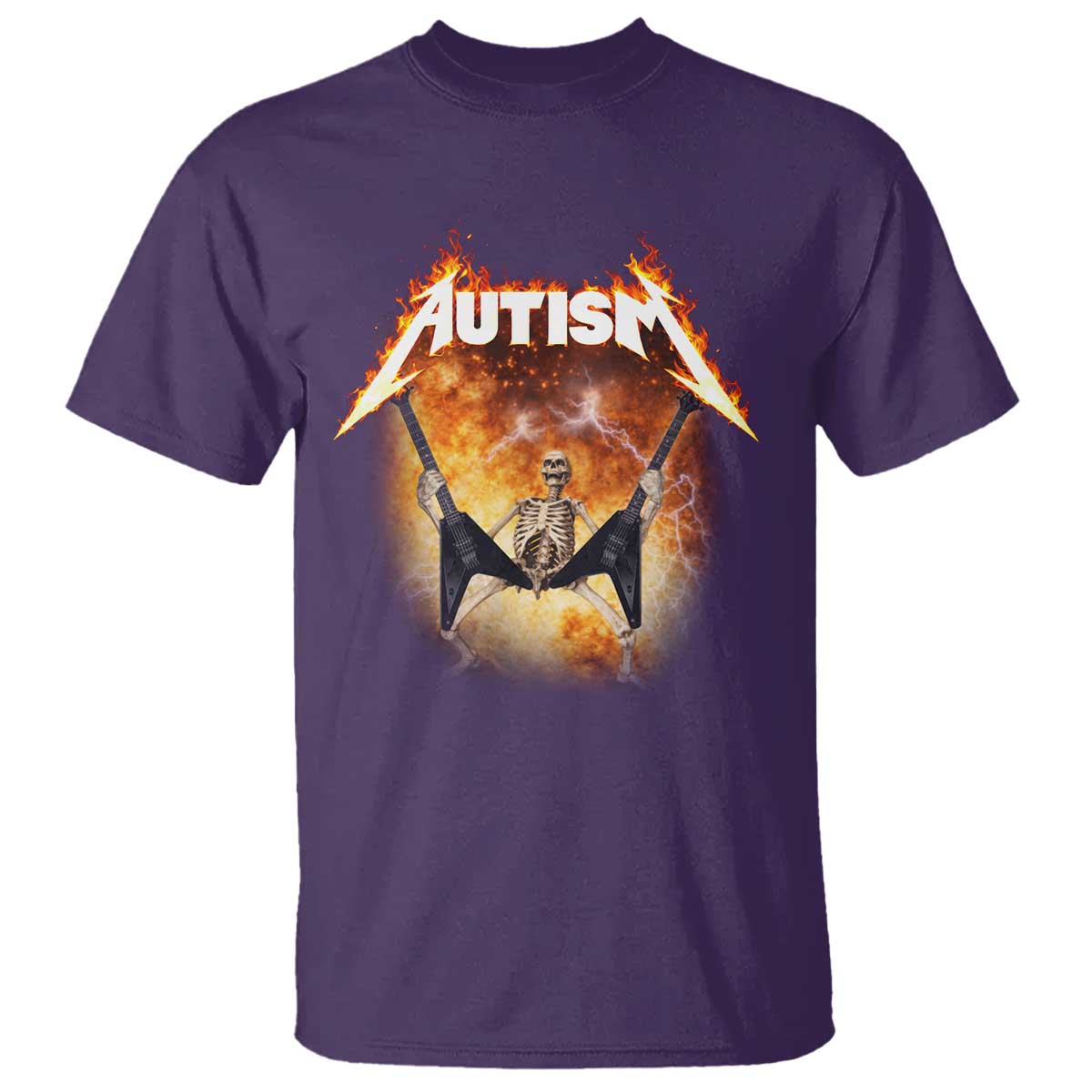 Autism Skeleton Rocker T Shirt Hardcore Rock Style Artwork