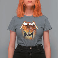 Autism Skeleton Rocker T Shirt For Women Hardcore Rock Style Artwork