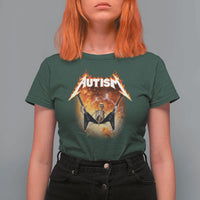 Autism Skeleton Rocker T Shirt For Women Hardcore Rock Style Artwork