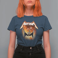 Autism Skeleton Rocker T Shirt For Women Hardcore Rock Style Artwork