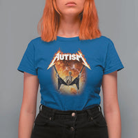 Autism Skeleton Rocker T Shirt For Women Hardcore Rock Style Artwork